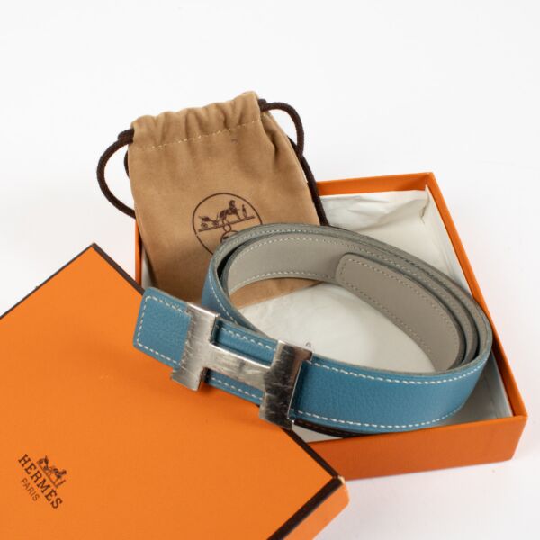 Hermès Blue Jean & Gris Constance Belt - size 75