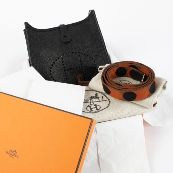 Hermès Evelyne 16 Black Clemence Flipperball Strap PHW