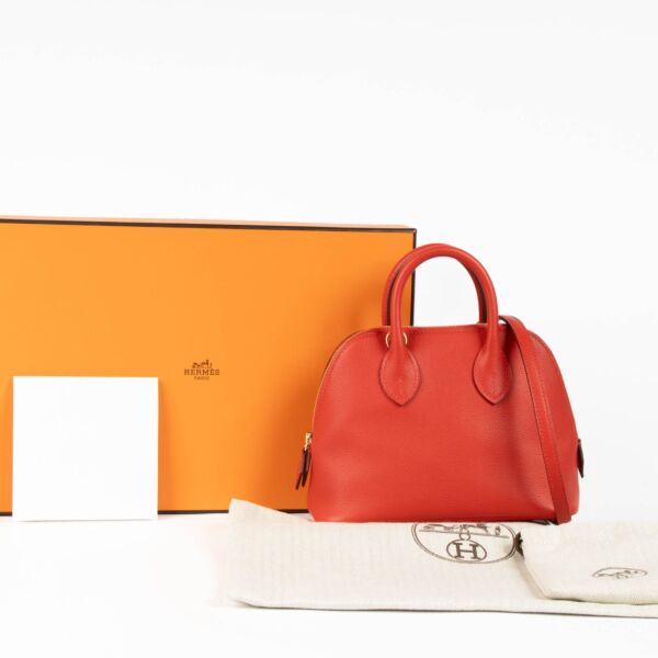 Hermès Bolide 1923 Mini Rouge Radieux Evercolor GHW