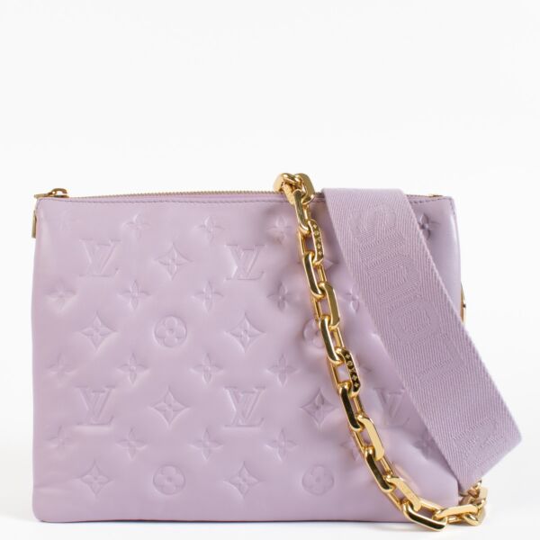 shop 100% authentic second hand Louis Vuitton Purple Monogram Embossed Lambskin Coussin PM on Labellov.com