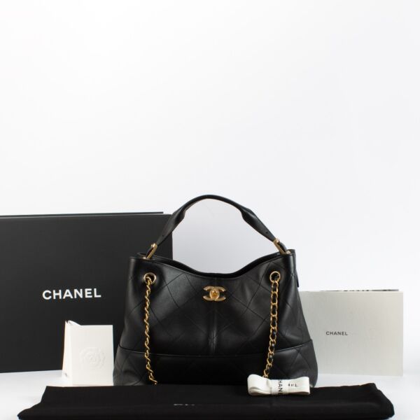 Chanel Black Leather Shopping Bag