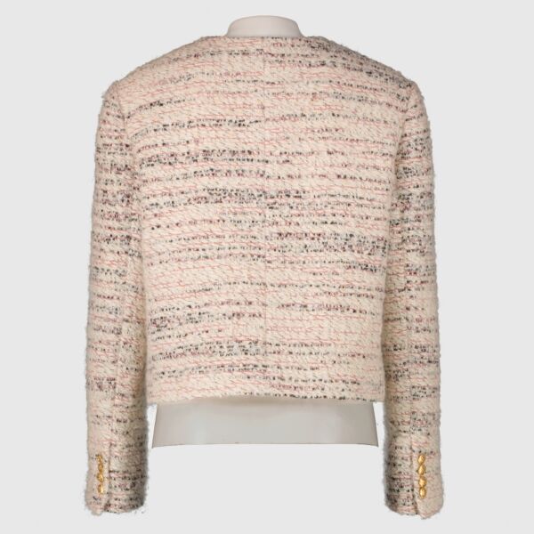 Celine Cream Wool Blend Chausseur Tweed Jacket- Size 36 
