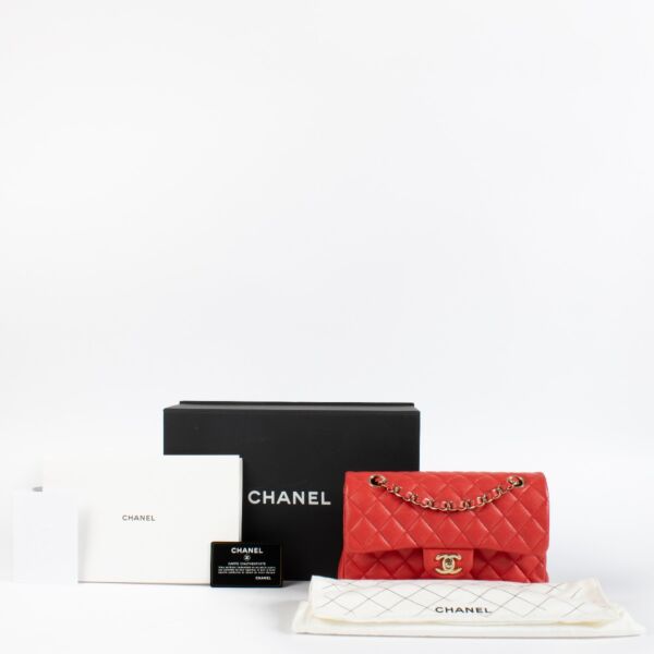 Chanel Classic Small Red Flap Bag GHW
