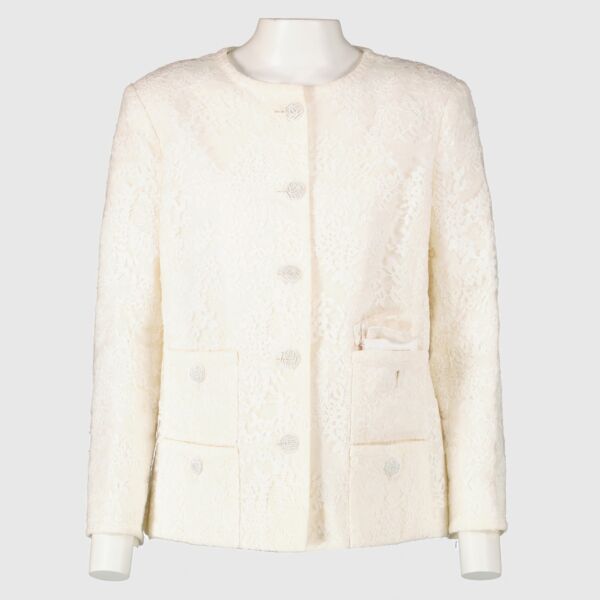 Chanel 21C White Lace Jacket - Size FR38