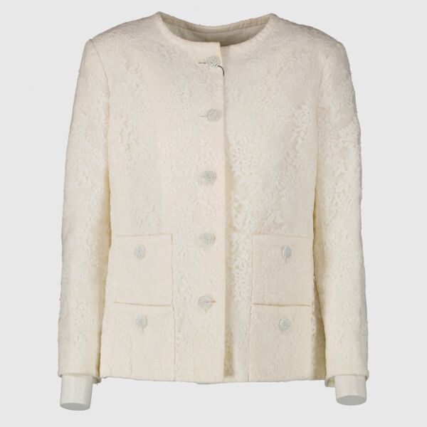 Chanel 21C White Lace Jacket - Size FR38