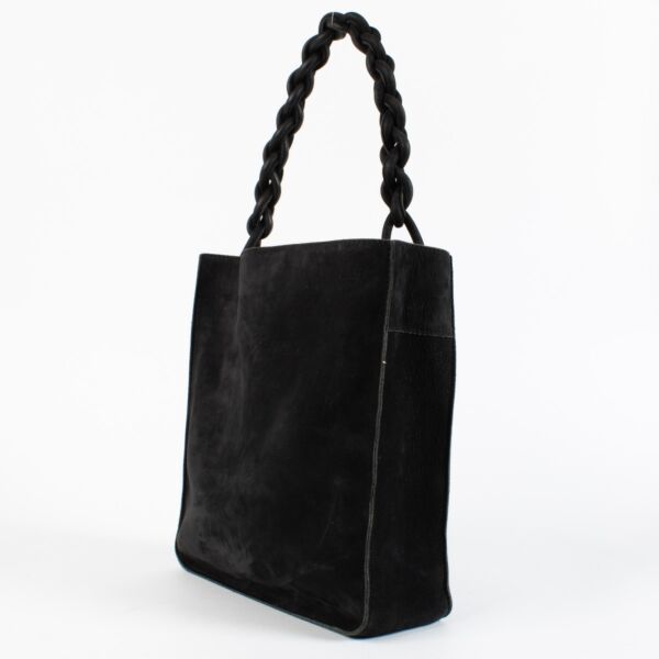 Delvaux Black Nubuck Woven Shoulder Bag