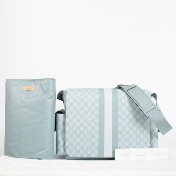 Gucci Dusty Blue Ophidia GG Diaper Bag