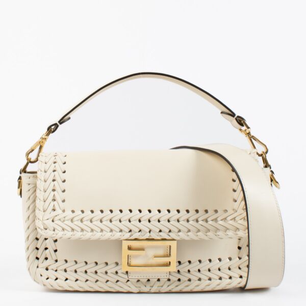authentic preloved Fendi White Braided Leather Baguette Bag on Labellov.com