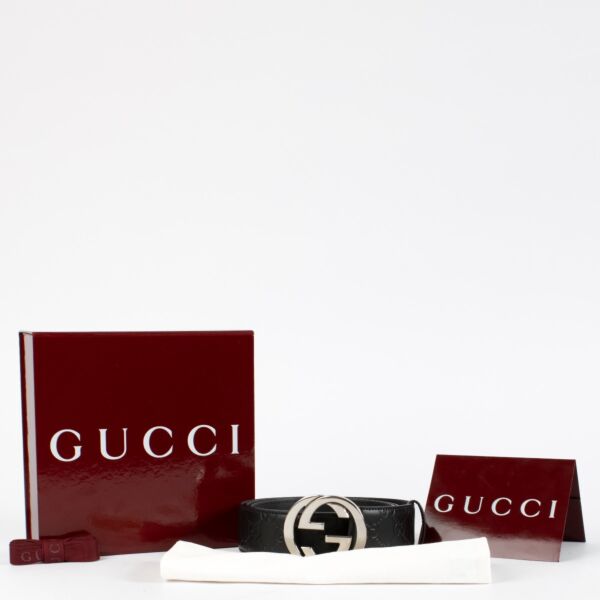 Gucci Black Logo Belt - size 115