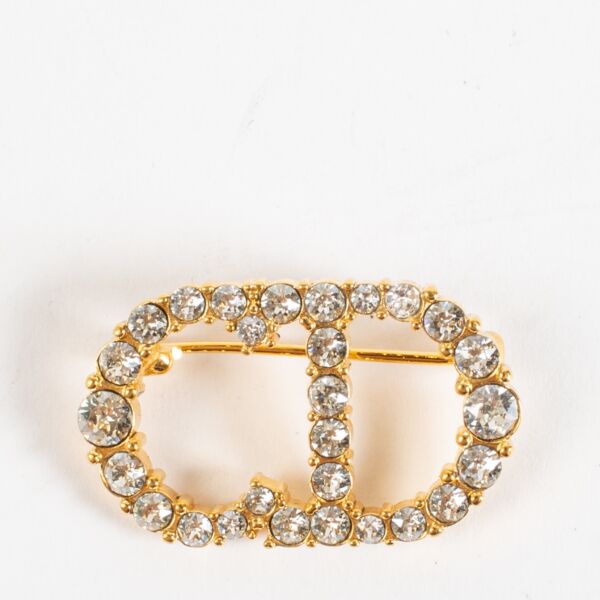 Christian Dior Gold Crystal Clair D Lune Brooch