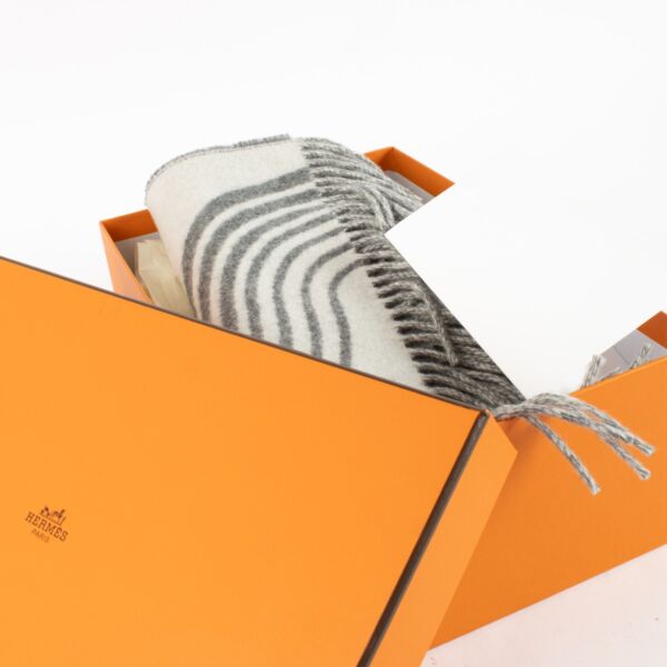 Hermès Gris Flanelle Casaque Vague Cashmere Scarf