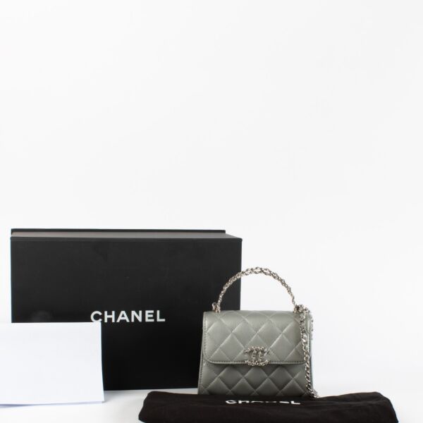 Chanel Leather Matelassé Silver Bag