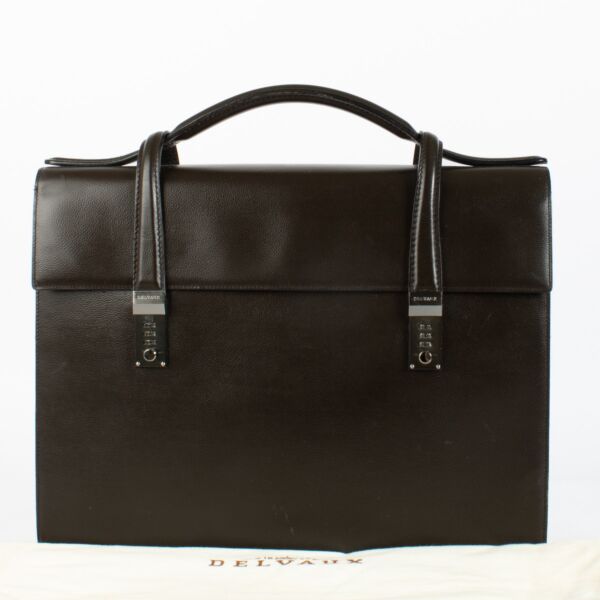 Delvaux Dark Brown Leather Briefcase