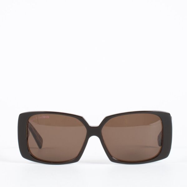 Louis Vuitton Marquise sunglasses in brown with leopard-print frame and case at Labellov.com
