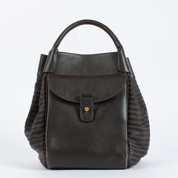 Authentic pre-loved Delvaux Dark Brown Belon Toile de Cuir Bag on Labellov.com