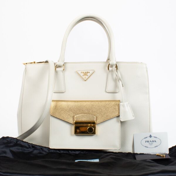 Prada White Saffiano Large Galleria Bag