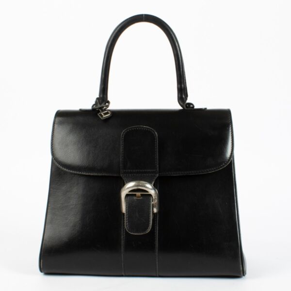 Delvaux Brillant MM in black Box Calf leather with silver buckle and soft vintage patina at Labellov.com