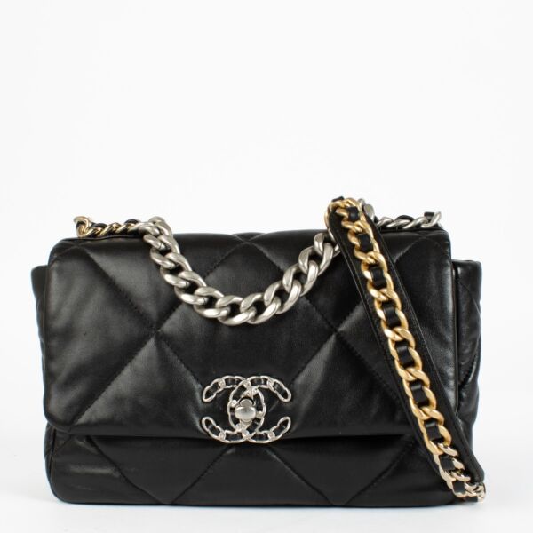 Chanel Black Shiny Lambskin Medium Chanel 19 Bag