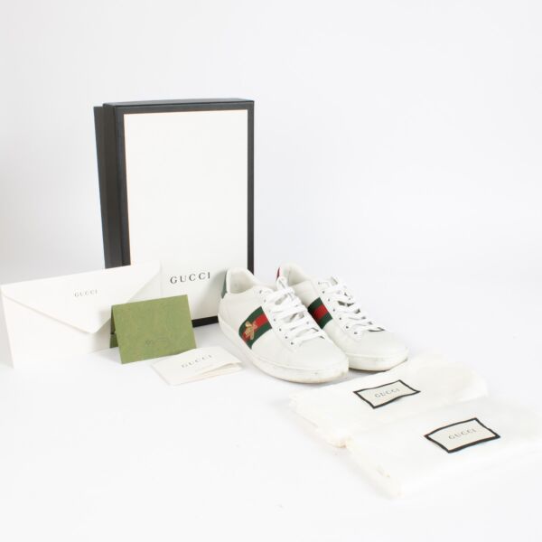 Gucci White Ace Trainer With Bee-Size 36 1/2