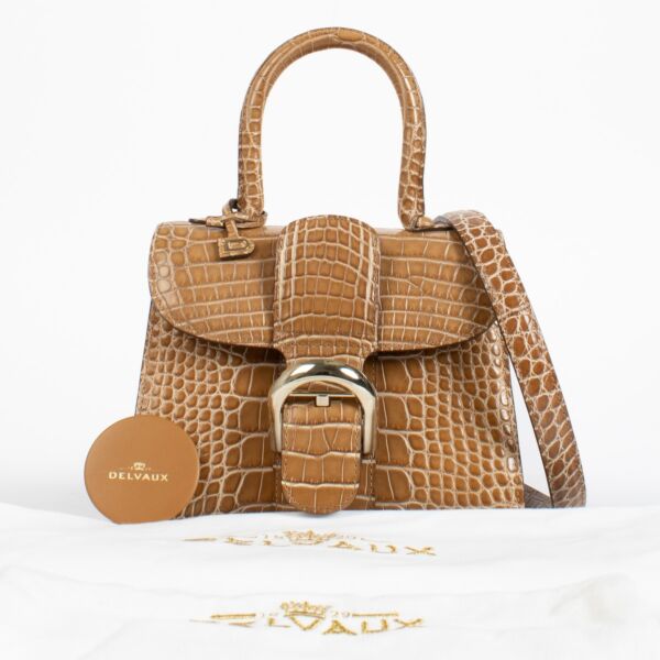 Delvaux Camel Mat Alligator Brillant Mini Bag