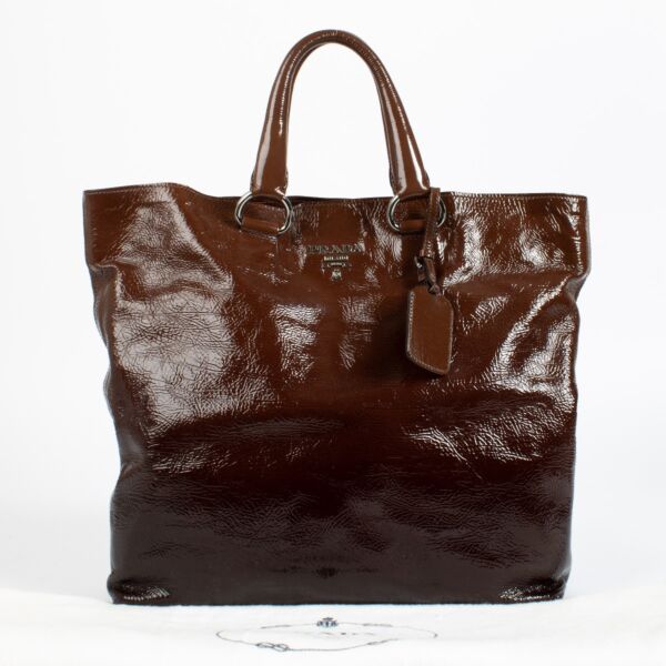 Prada Brown Ombre Patent Tote Bag