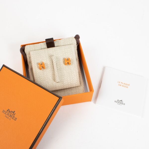 Hermès Orange Mini Pop H Earrings 