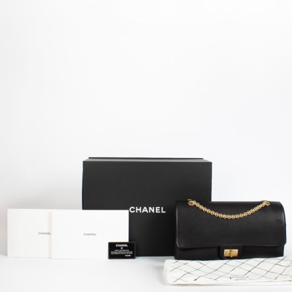 Chanel Paris-Hamburg Black Calfskin Maxi Nude 2.55 Bag