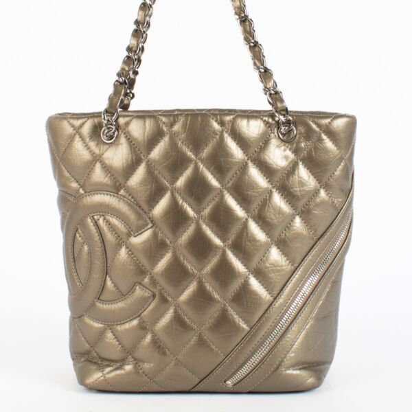 Chanel Metallic Bronze Ligne Cambon Small Tote
