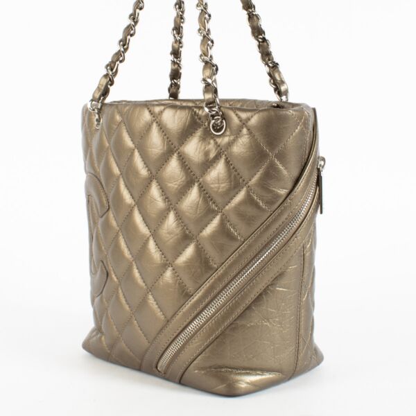 Chanel Metallic Bronze Ligne Cambon Small Tote