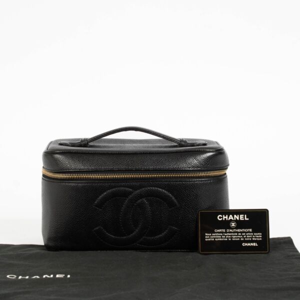 Chanel Black Caviar Vintage Vanity Case