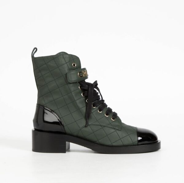 Authentic pre-loved Chanel Green Lambskin Boots on Labellov.com
