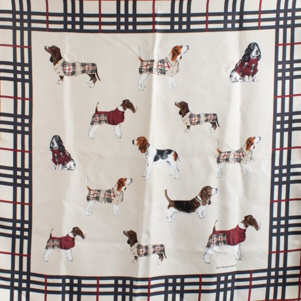 Burberry Beige Dogs Square Silk Scarf