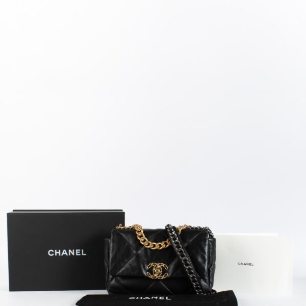 Chanel Black Shiny Lambskin Small Chanel 19 Bag