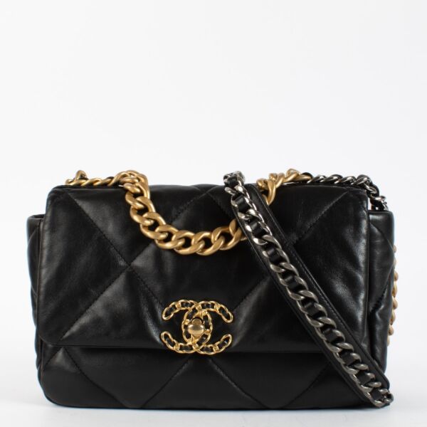 Authentic preloved Chanel 19 Medium Black Flap Bag on Labellov.com