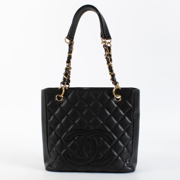 Authentic preloved Chanel Black Caviar Petite Shopping Tote PST on Labellov.com