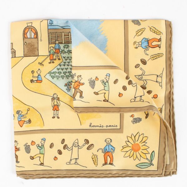 Authentic preloved Hermes Retour A La Terre Scarf on Labellov.com