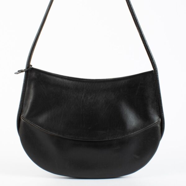 Authentic pre-loved Delvaux Black Half Moon Crossbody Bag on Labellov.com