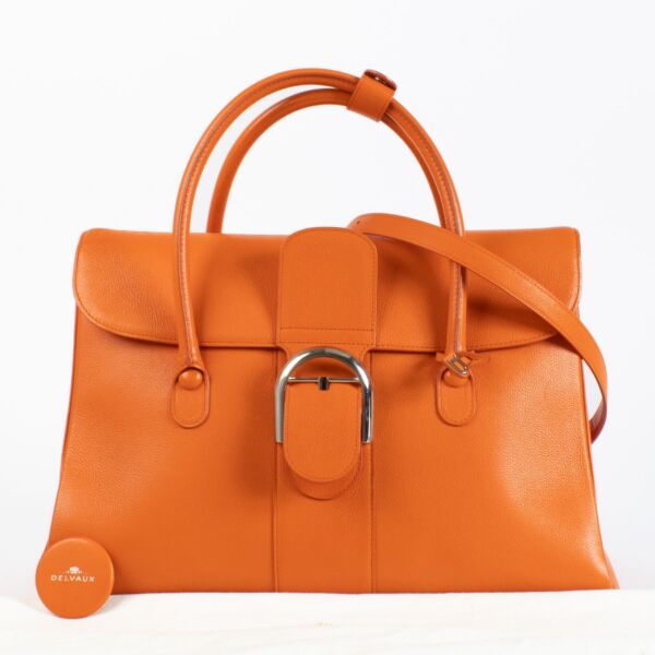 Delvaux Mandarine Sellier Brillant Double Poignee
