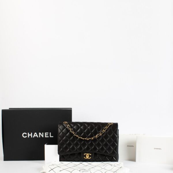 Chanel Black Lambskin Maxi Classic Handbag