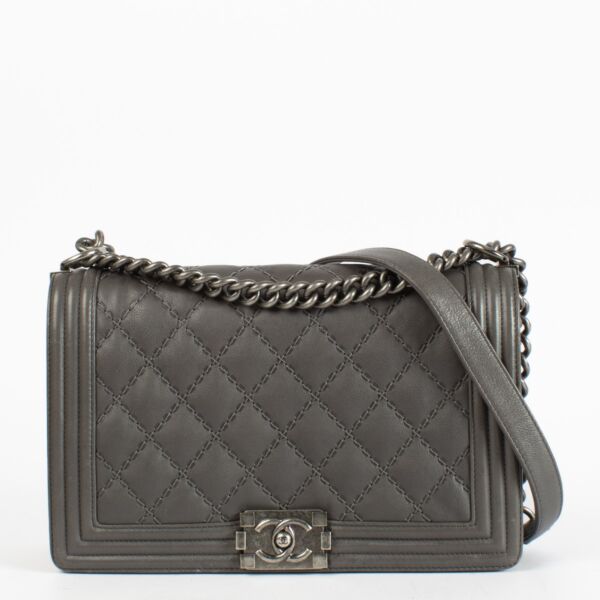 Chanel Grey Wild Stitch Large Boy Chanel Bag