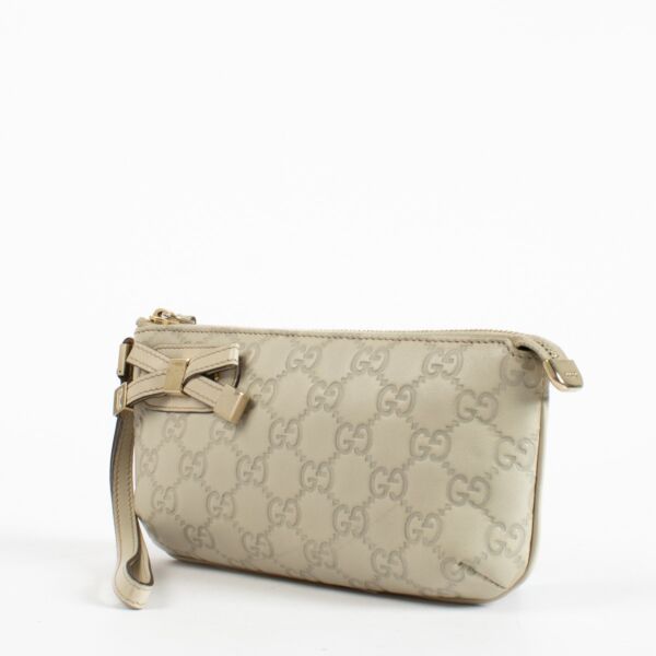 Gucci White Guccissima Pouch