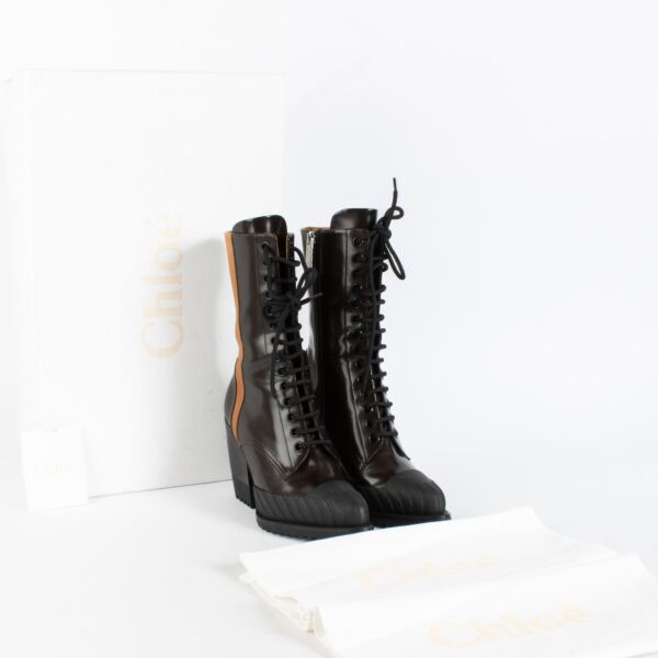 Chloé Brown/Tan Lace-Up Boots - Size 38