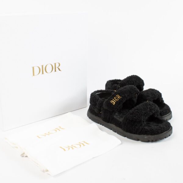 Christian Dior Black Fur Dioract  Sandals