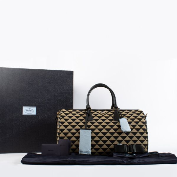 Prada Medium Symbole Embroidered Fabric Travel Bag