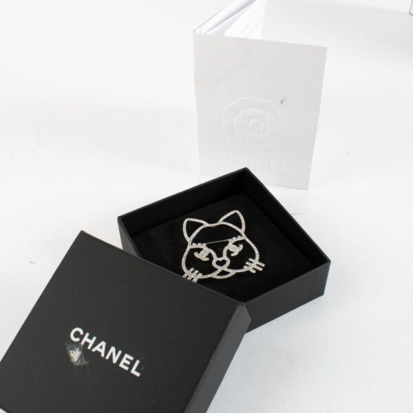 Chanel 16K Crystal Cat Brooch
