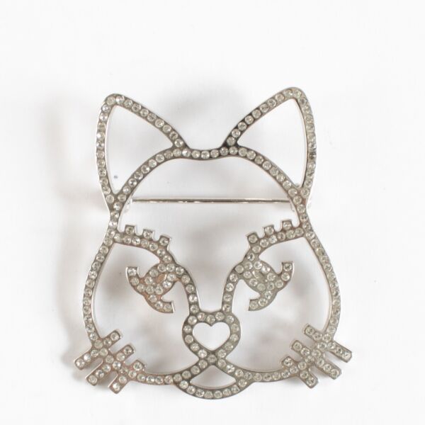 Chanel 16K Crystal Cat Brooch