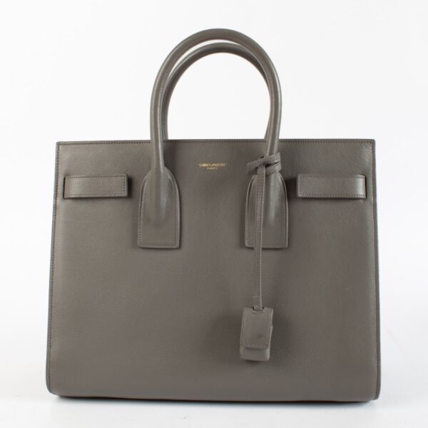 Authentic Preloved Saint Laurent Taupe Small Sac Du Jour Top Handle on Labellov.com