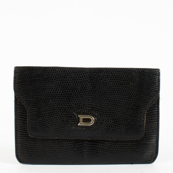Delvaux Black Lizard Diabolo Card Holder Wallet at Labellov.com