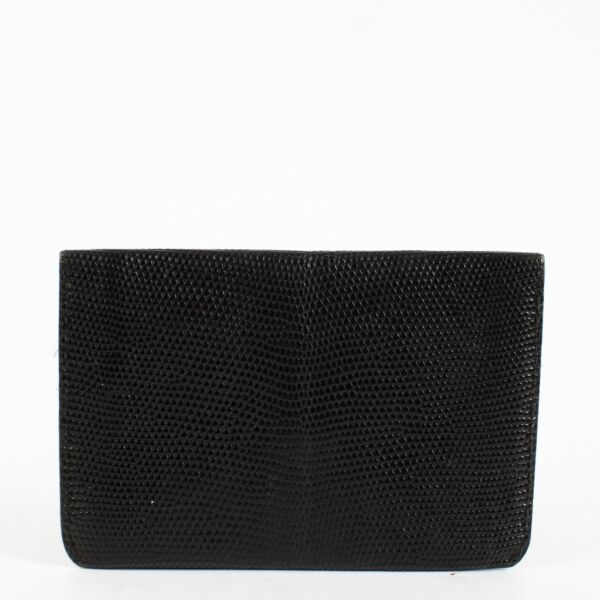 Delvaux Black Lizard Diabolo Card Holder Wallet