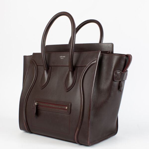 Celine Burgundy Mini Luggage Bag